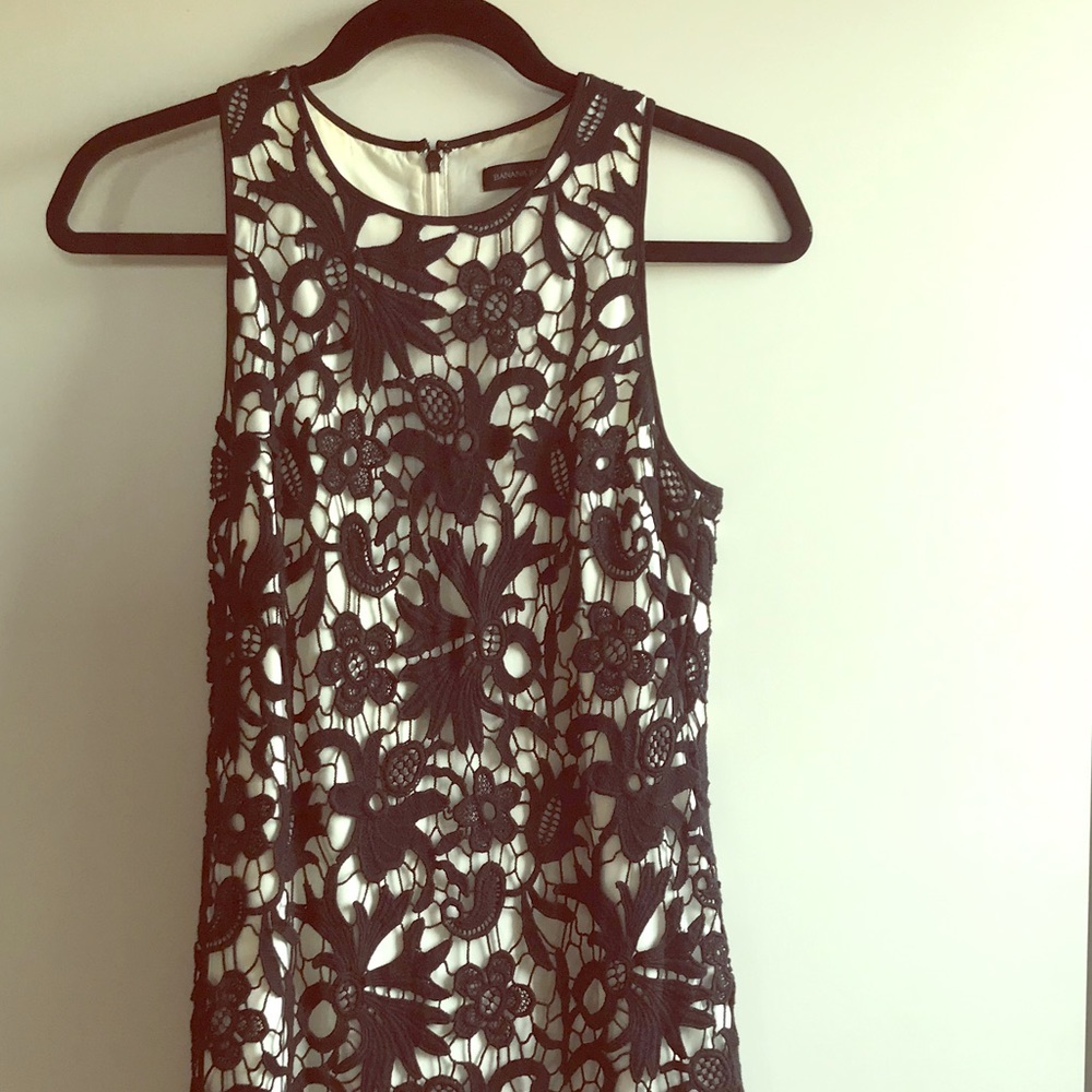 Banana Republic Black Lace Sleeve Dress